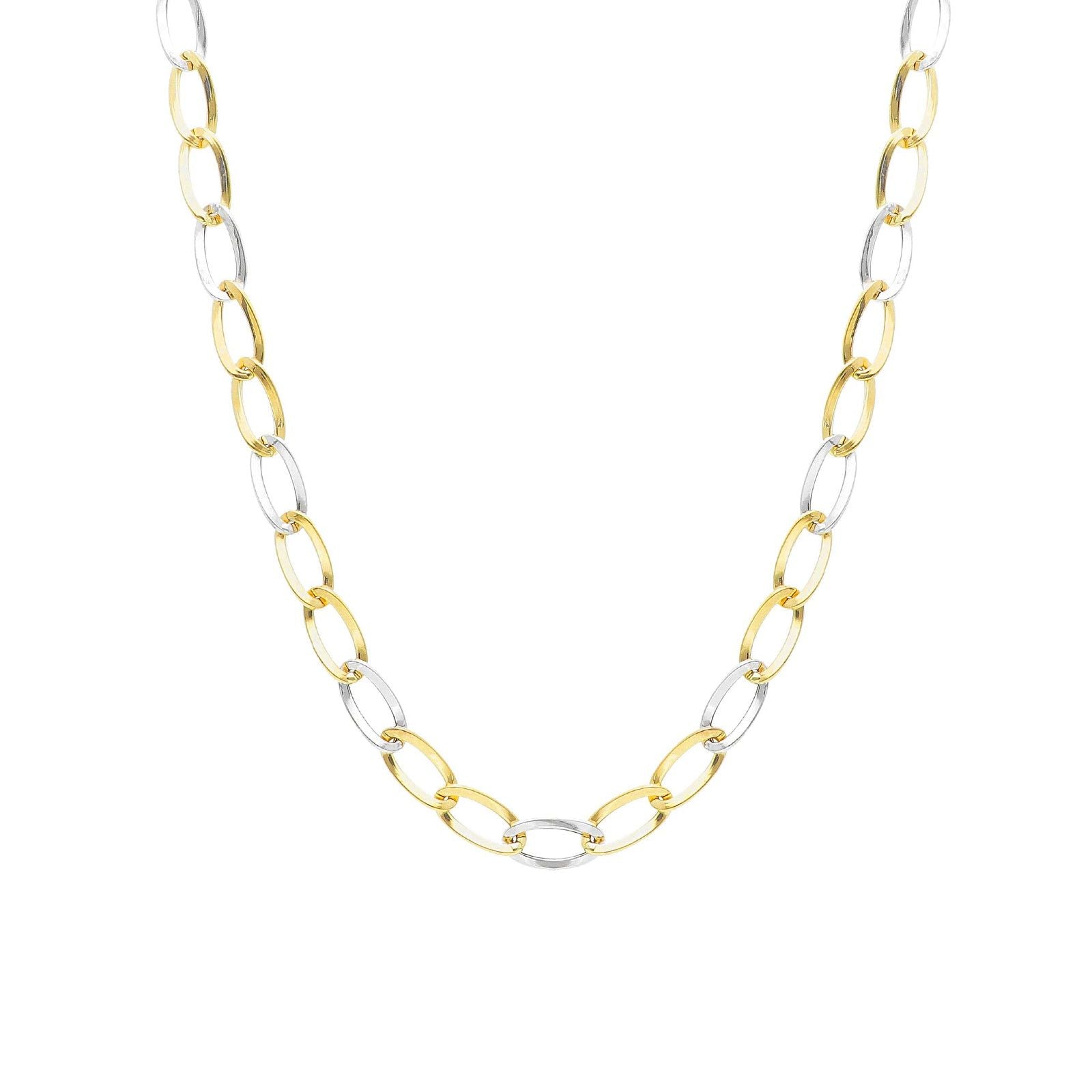 Collana donna JOY Gioielli in oro bianco e giallo con maglie ovali bicolor 273365-1