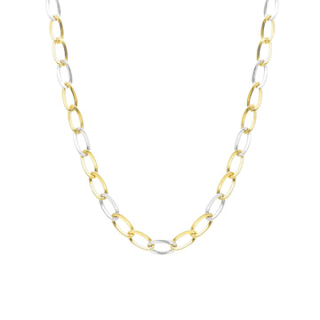 Collana donna JOY Gioielli in oro bianco e giallo con maglie ovali bicolor 273365-1