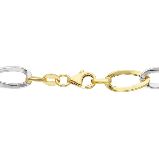Collana donna JOY Gioielli in oro bianco e giallo con maglie ovali bicolor 273365-2
