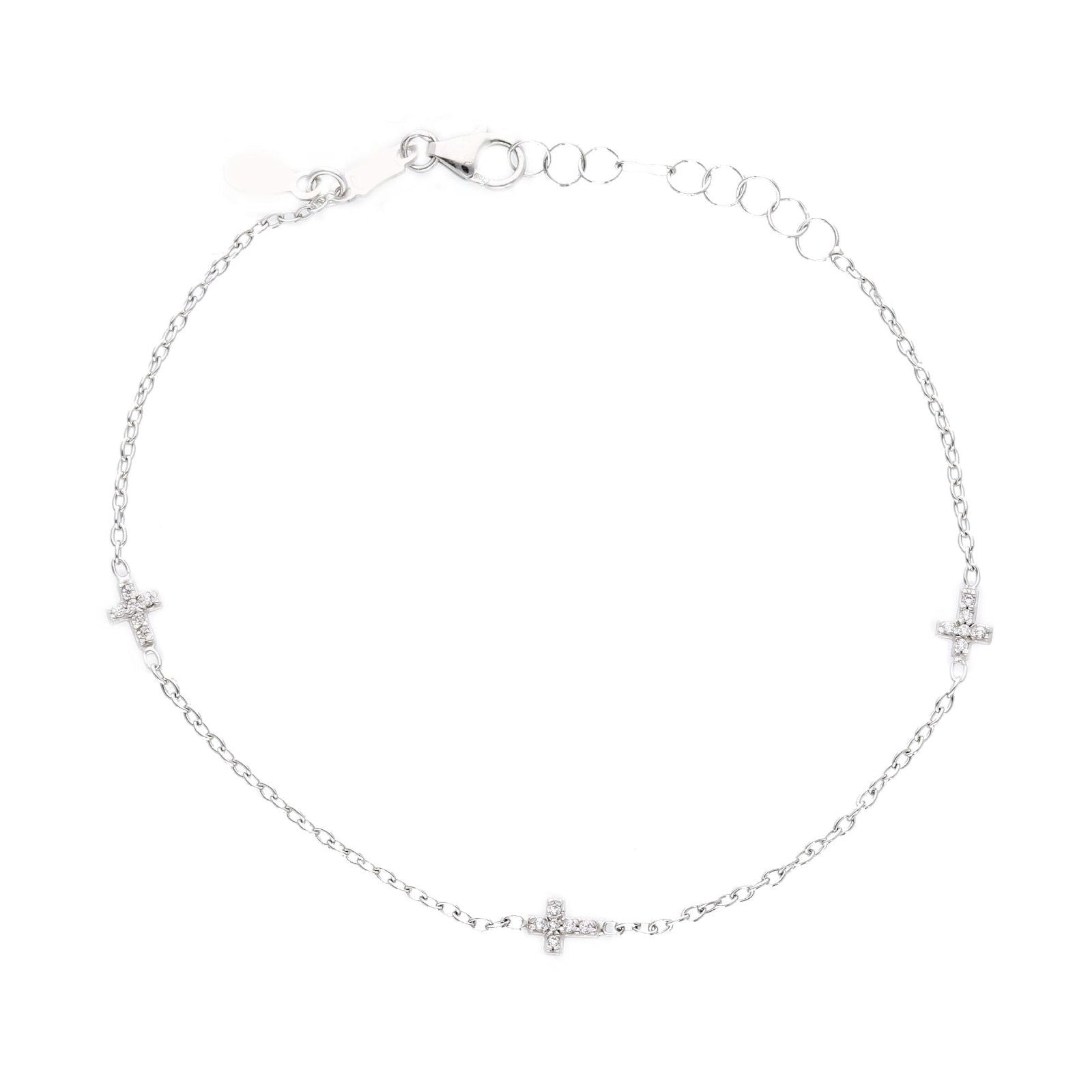 Bracciale donna JOY Gioielli in oro bianco con tre croci di zirconi 274268-1