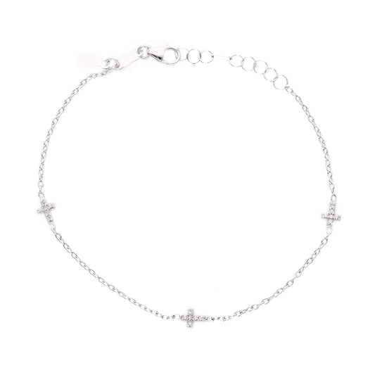 Bracciale donna JOY Gioielli in oro bianco con tre croci di zirconi 274268-1