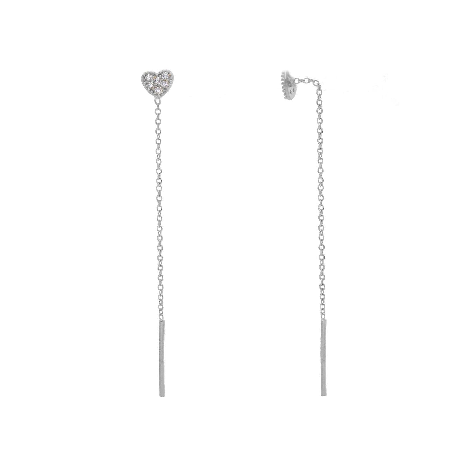 Orecchini pendenti donna JOY Gioielli in oro bianco con cuore e zircone 275103-1