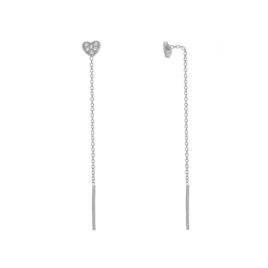 Orecchini pendenti donna JOY Gioielli in oro bianco con cuore e zircone 275103-1