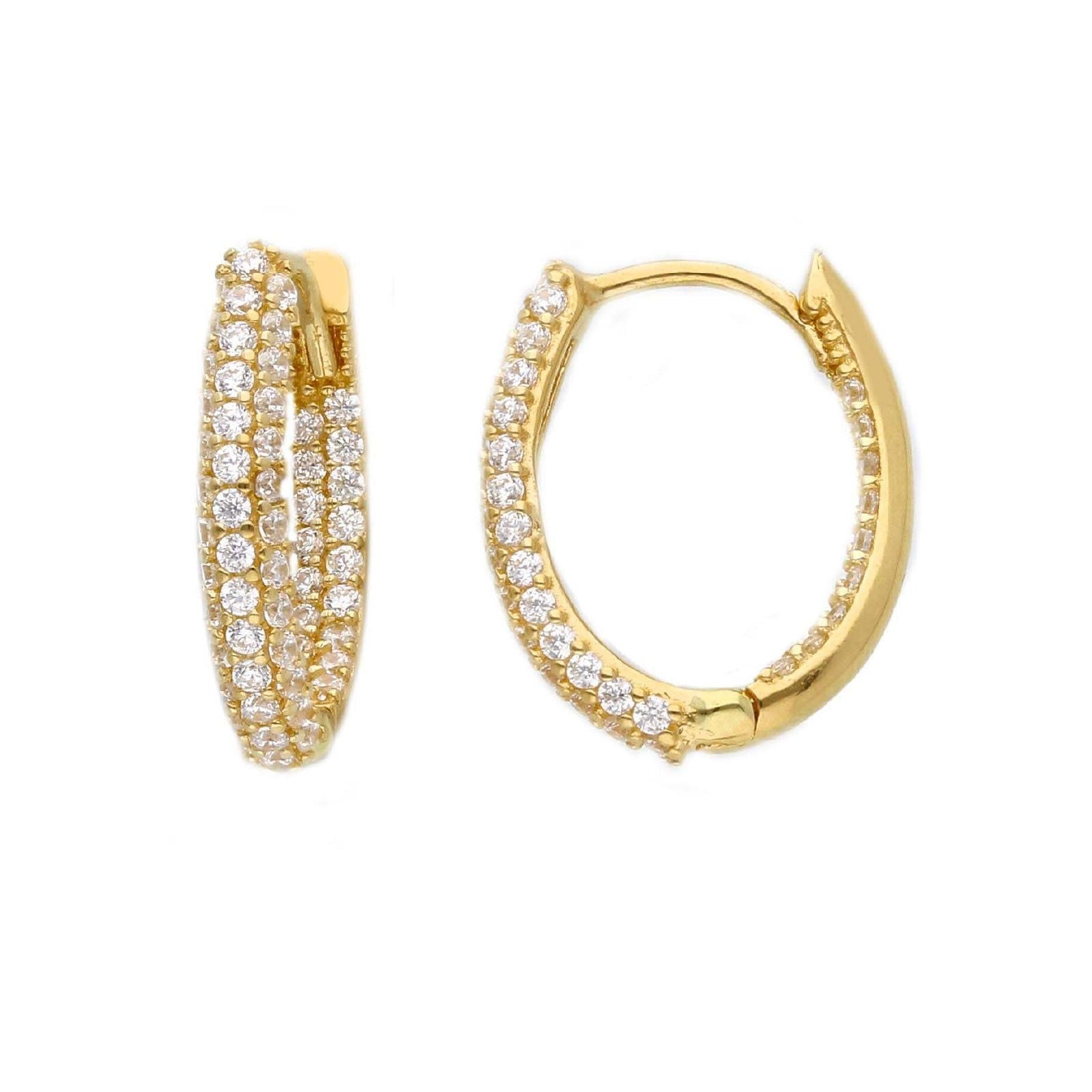 Orecchini A Cerchio Donna In Oro Giallo 14K – Stile Halo Con Pietre Naturali