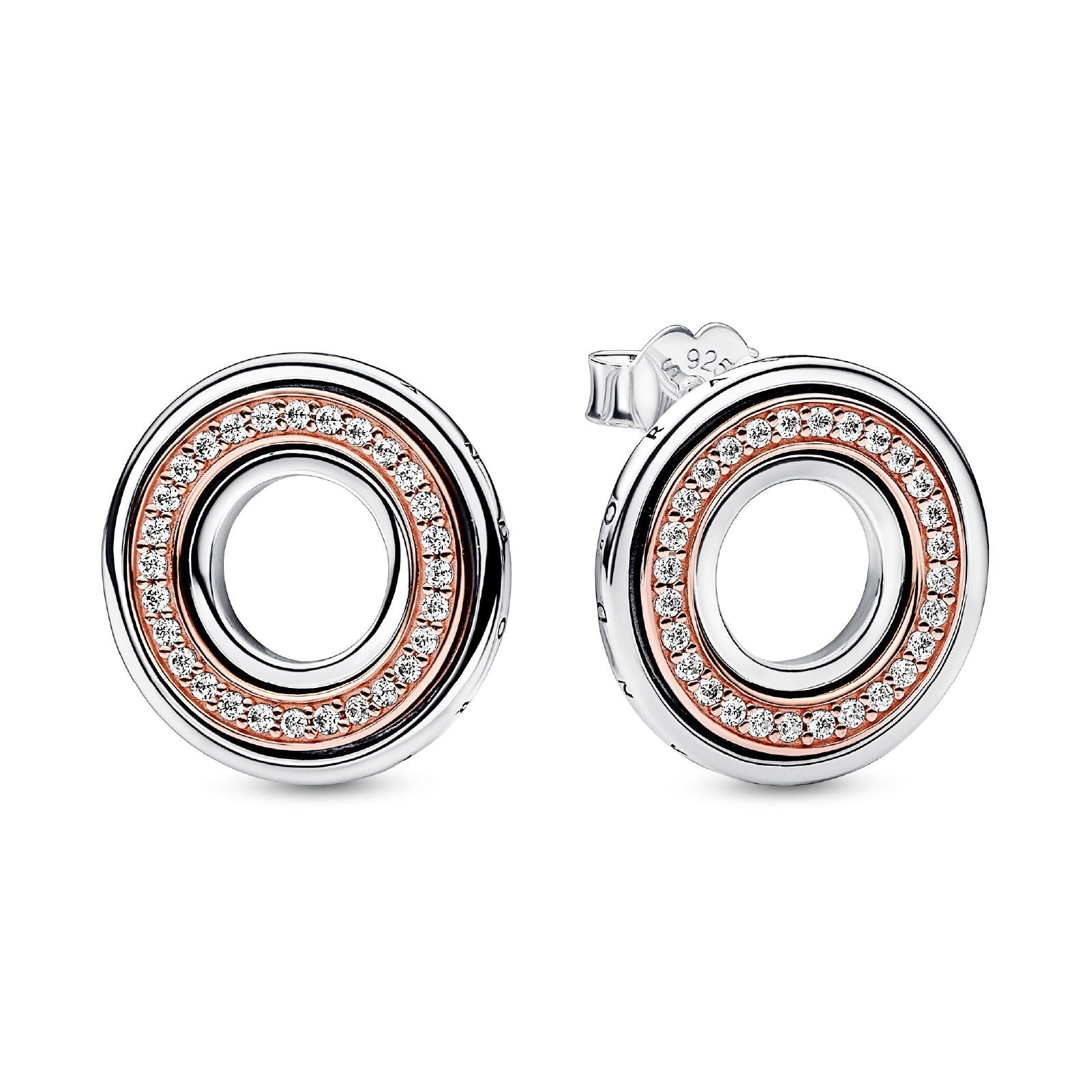 Orecchini Logo e Pavè Bicolore 282780C01-1