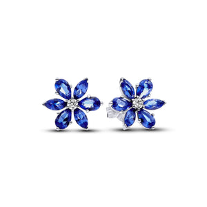 Orecchini a lobo Pandora Timeless da donna in Argento Sterling  925 a forma di fiore con zirconi blu taglio marquise 292407C01