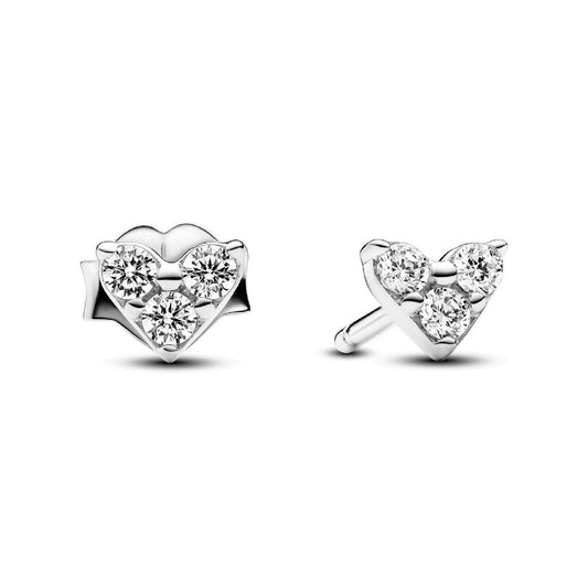 Orecchini Cuori con Tre Pietre argento 293003C01-1