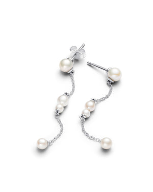 Orecchini pendenti da donna Pandora Timeless in argento sterling 925 con quattro perle d'acqua dolce su una catenina 293152C01