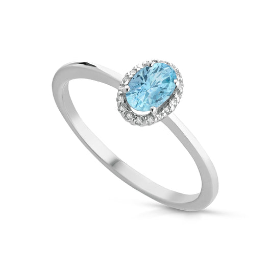 Anello PG Gioielli oro diamante 0,06ct acquamarina 0,36ct SU MISURA