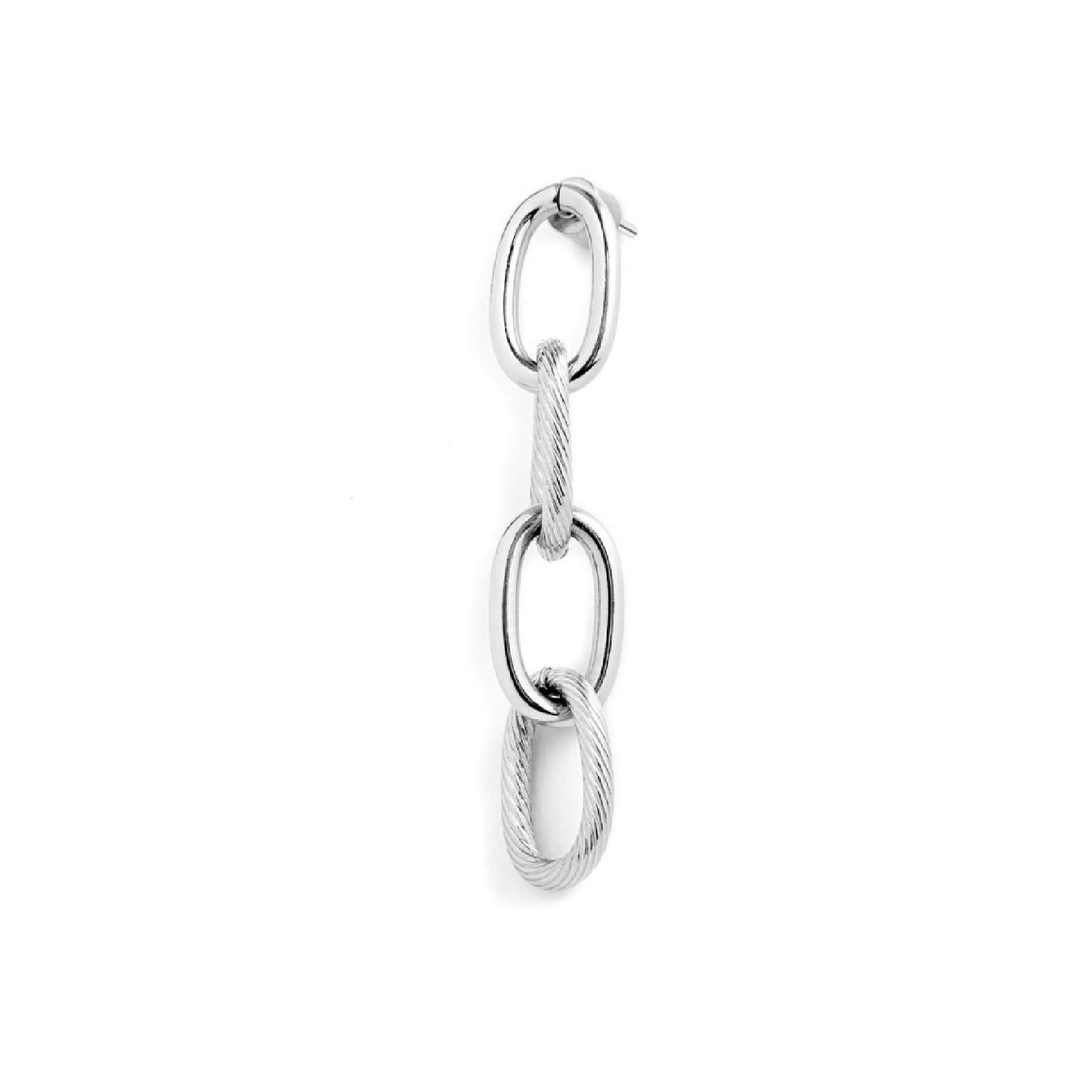 Orecchino pendente Marlù Vision donna acciaio con catena maglia liscia e lavorata 2OR0081-1