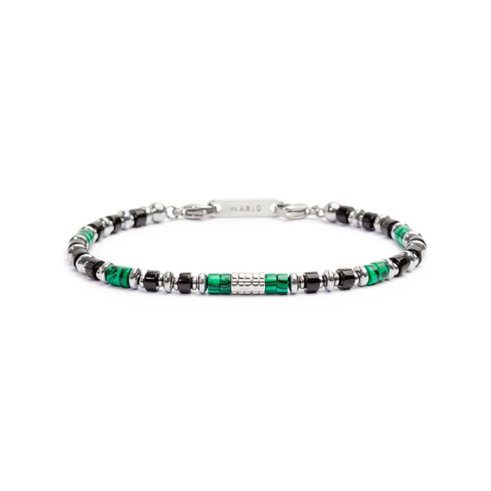 Bracciale Marlù Icons da uomo in acciaio con ematite, malachite e onice 30BR0007-1