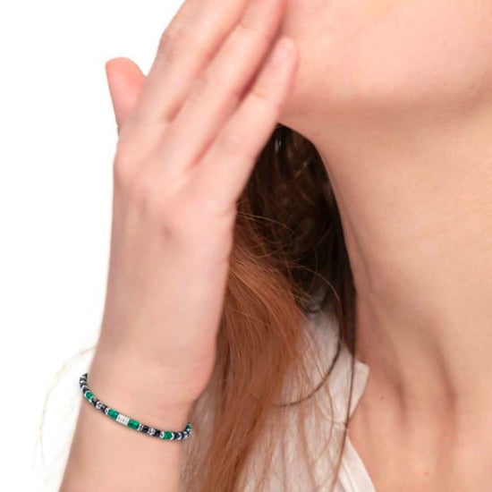 Bracciale Marlù Icons da uomo in acciaio con ematite, malachite e onice 30BR0007-3