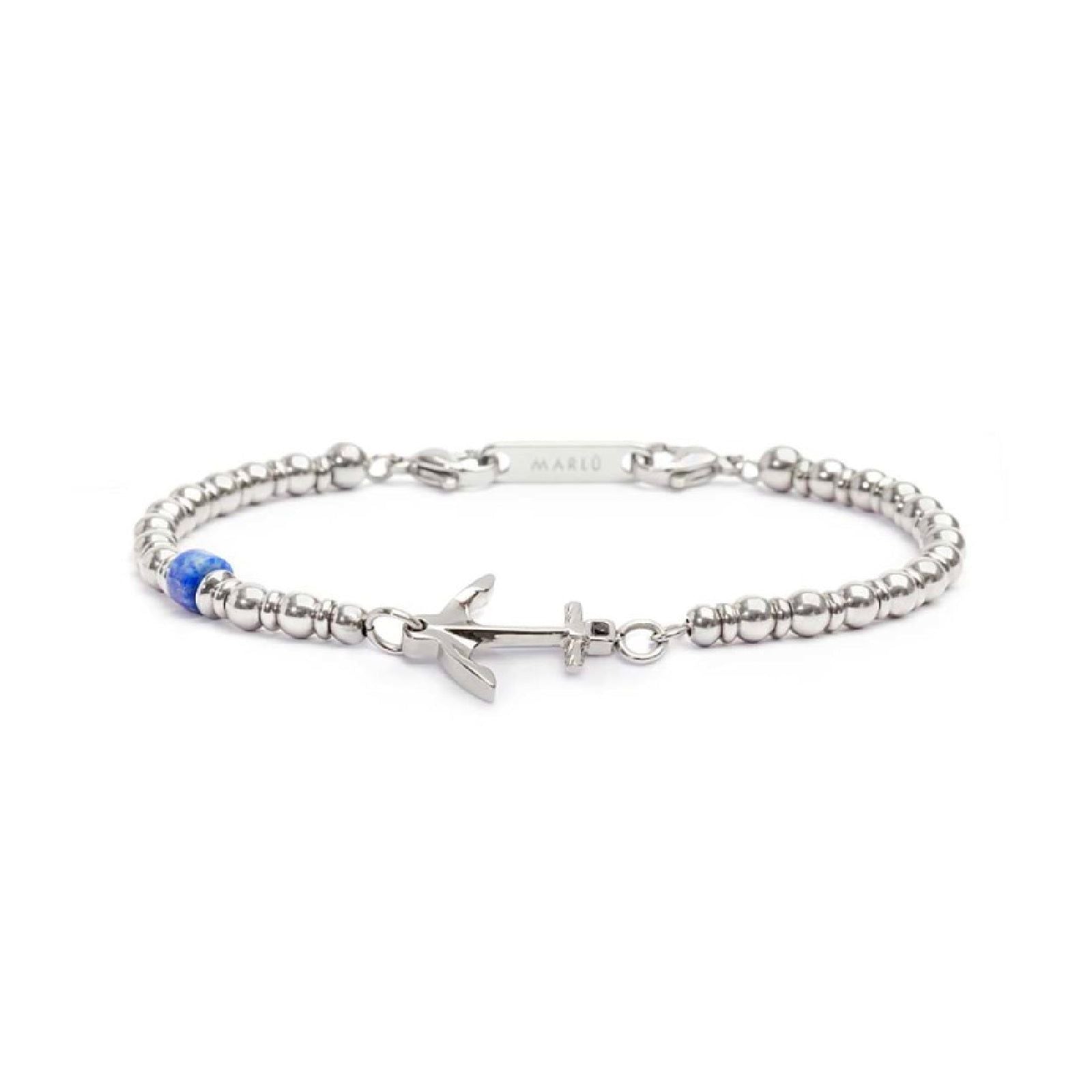 Bracciale con ancora Marlù Icons da uomo in acciaio con ematite e sodalite blu 30BR0009-1
