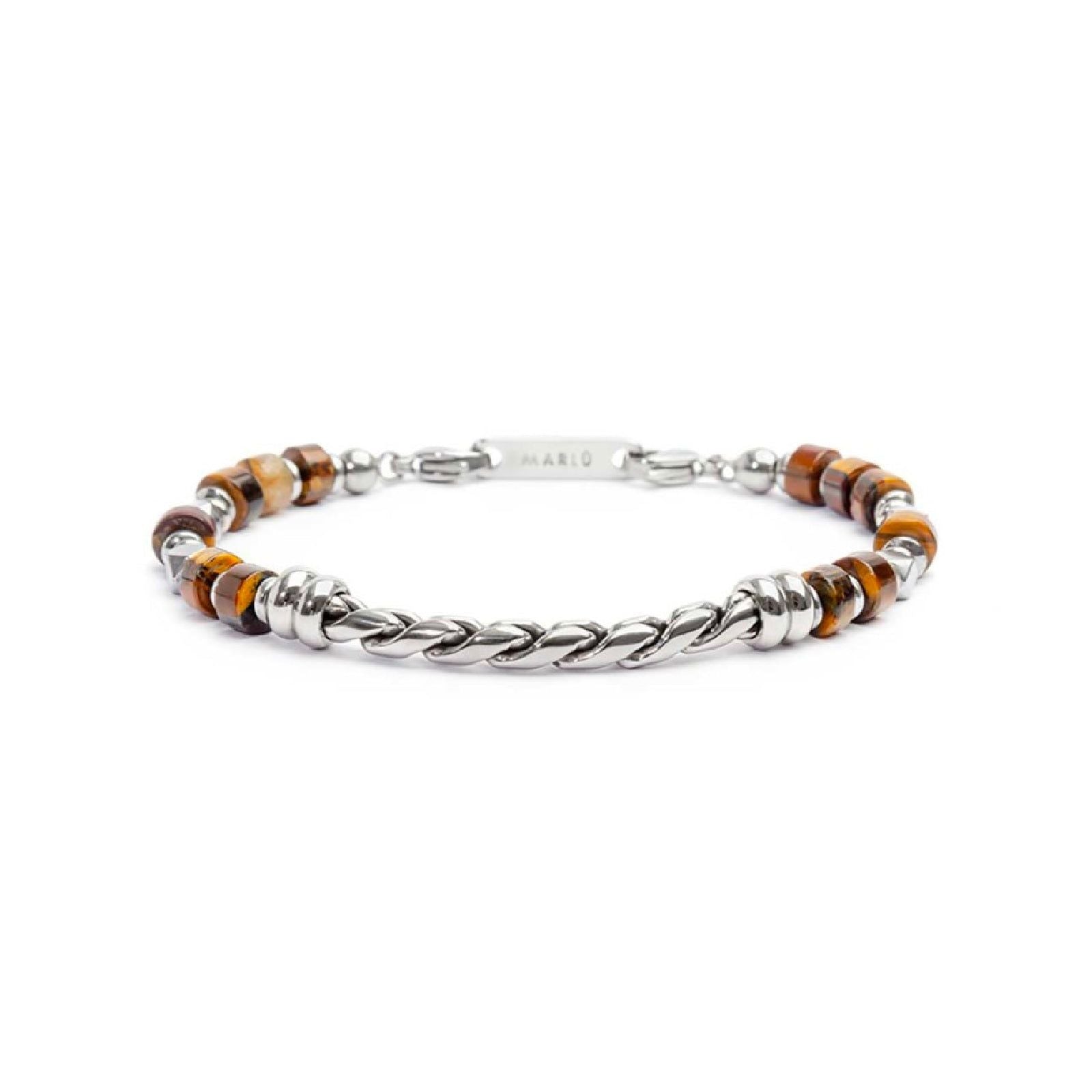 Bracciale Marlù Icons da uomo in acciaio con ematite e occhio di tigre grande 30BR0010-M-1