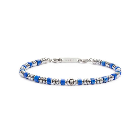 Bracciale Marlù Icons da uomo in acciaio con ematite e lapis blu piccole 30BR0015-B-1