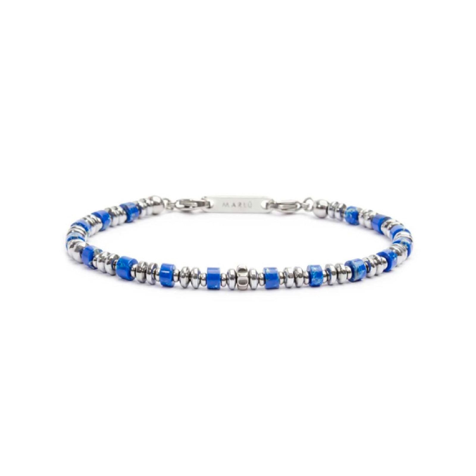 Bracciale Marlù Icons da uomo in acciaio con ematite e lapis blu piccole 30BR0015-B-1