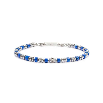 Bracciale Marlù Icons da uomo in acciaio con ematite e lapis blu piccole 30BR0015-B-1