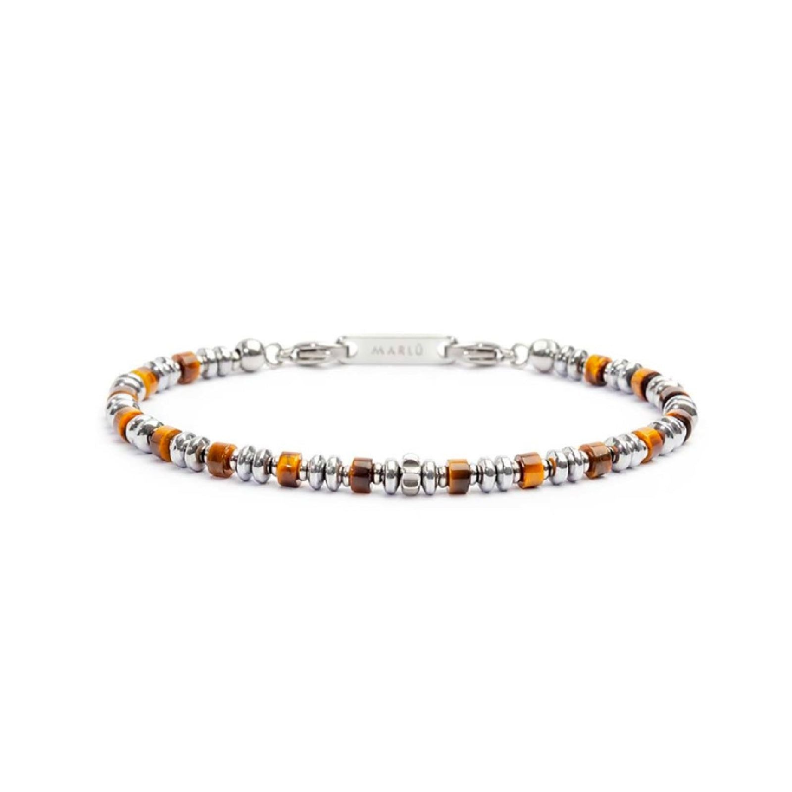 Bracciale Marlù Icons da uomo in acciaio con ematite e occhio di tigre piccole 30BR0015-M-1