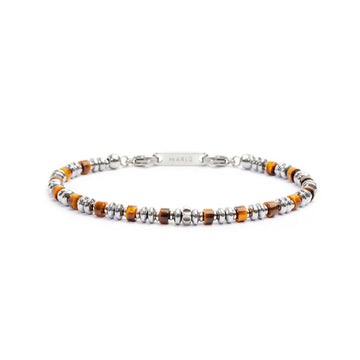 Bracciale Marlù Icons da uomo in acciaio con ematite e occhio di tigre piccole 30BR0015-M-1