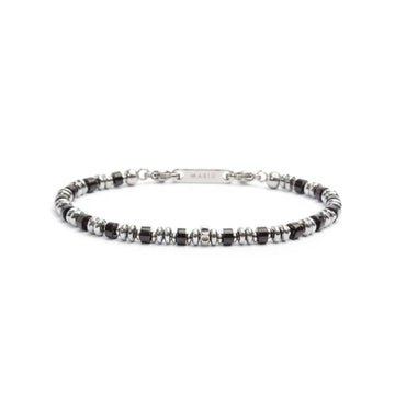 Bracciale Marlù Icons da uomo in acciaio con ematite e onice piccole 30BR0015-N-1