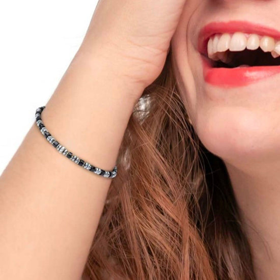 Bracciale Marlù Icons da uomo in acciaio con ematite e onice piccole 30BR0015-N-2