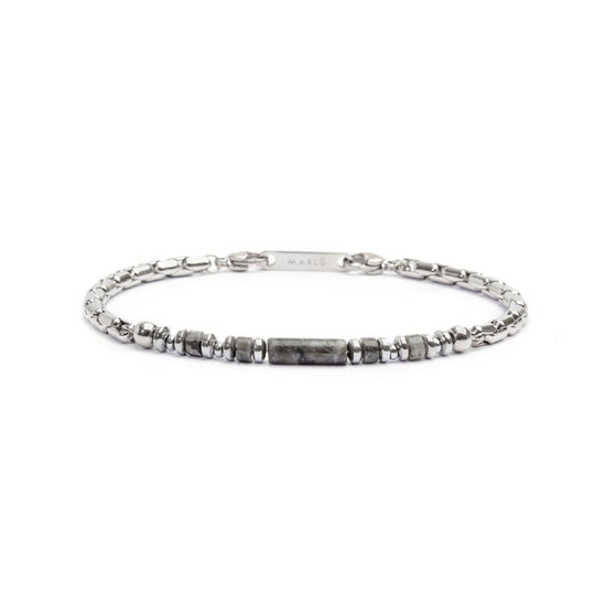Bracciale in acciaio Marlù Icons da uomo con ematite e occhio di gatto centrali 30BR0017-GR-1