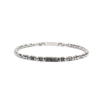 Bracciale in acciaio Marlù Icons da uomo con ematite e occhio di gatto centrali 30BR0017-GR-1