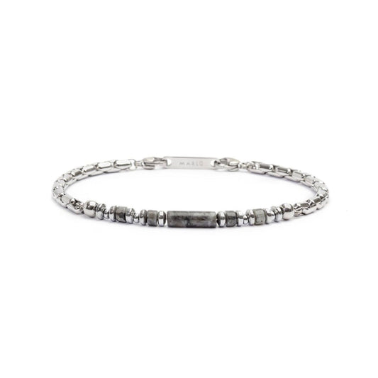 Bracciale in acciaio Marlù Icons da uomo con ematite e occhio di gatto centrali 30BR0017-GR-1