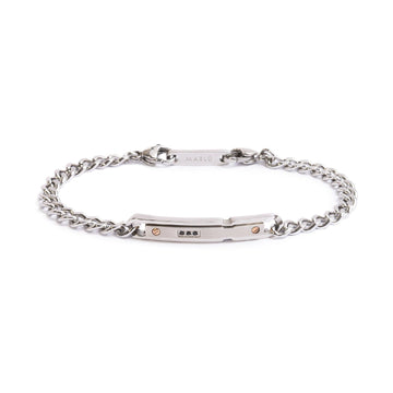 Bracciale catena da uomo Marlù Icons in acciaio con targa e zirconi neri 30BR0020-1
