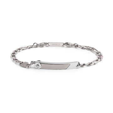 Bracciale catena da uomo Marlù Icons in acciaio con targa centrale e rosa dei venti 30BR0021-1