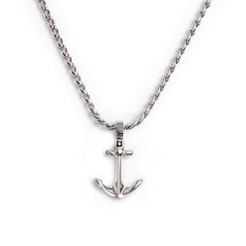 Collana maglia intrecciata Marlù Icons da uomo con ancora e cristallo nero 30CN0007-N-1