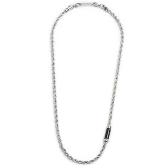 Collana maglia corda in acciaio Marlù Icons da uomo con pietra di onice cilindrica 30CN0009-N-2