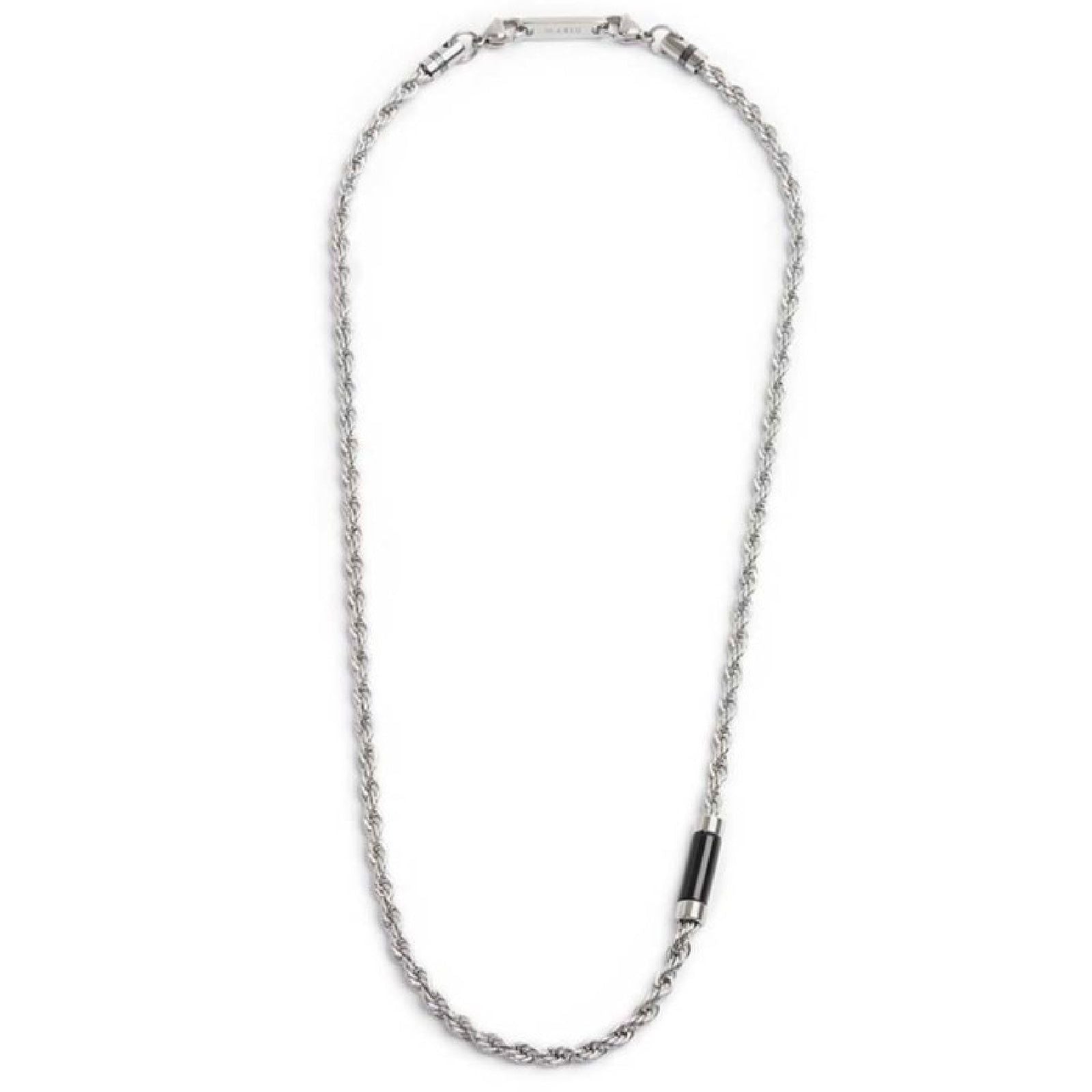 Collana maglia corda in acciaio Marlù Icons da uomo con pietra di onice cilindrica 30CN0009-N-2