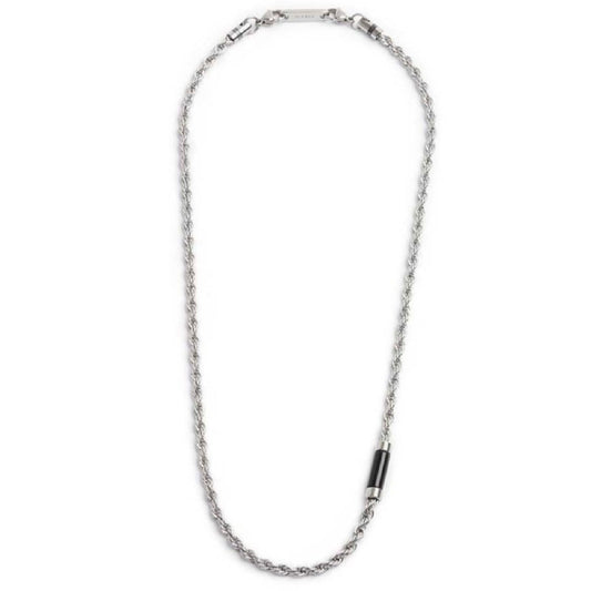 Collana maglia corda in acciaio Marlù Icons da uomo con pietra di onice cilindrica 30CN0009-N-2