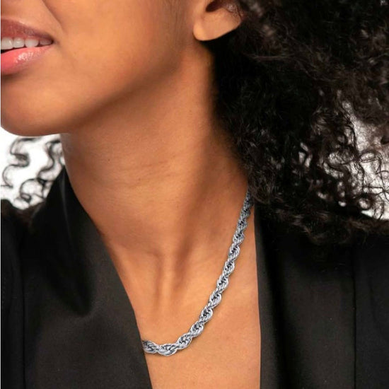 Collana da uomo Marlù Icons in acciaio con maglia a corda e doppio moschettone 30CO0003-4