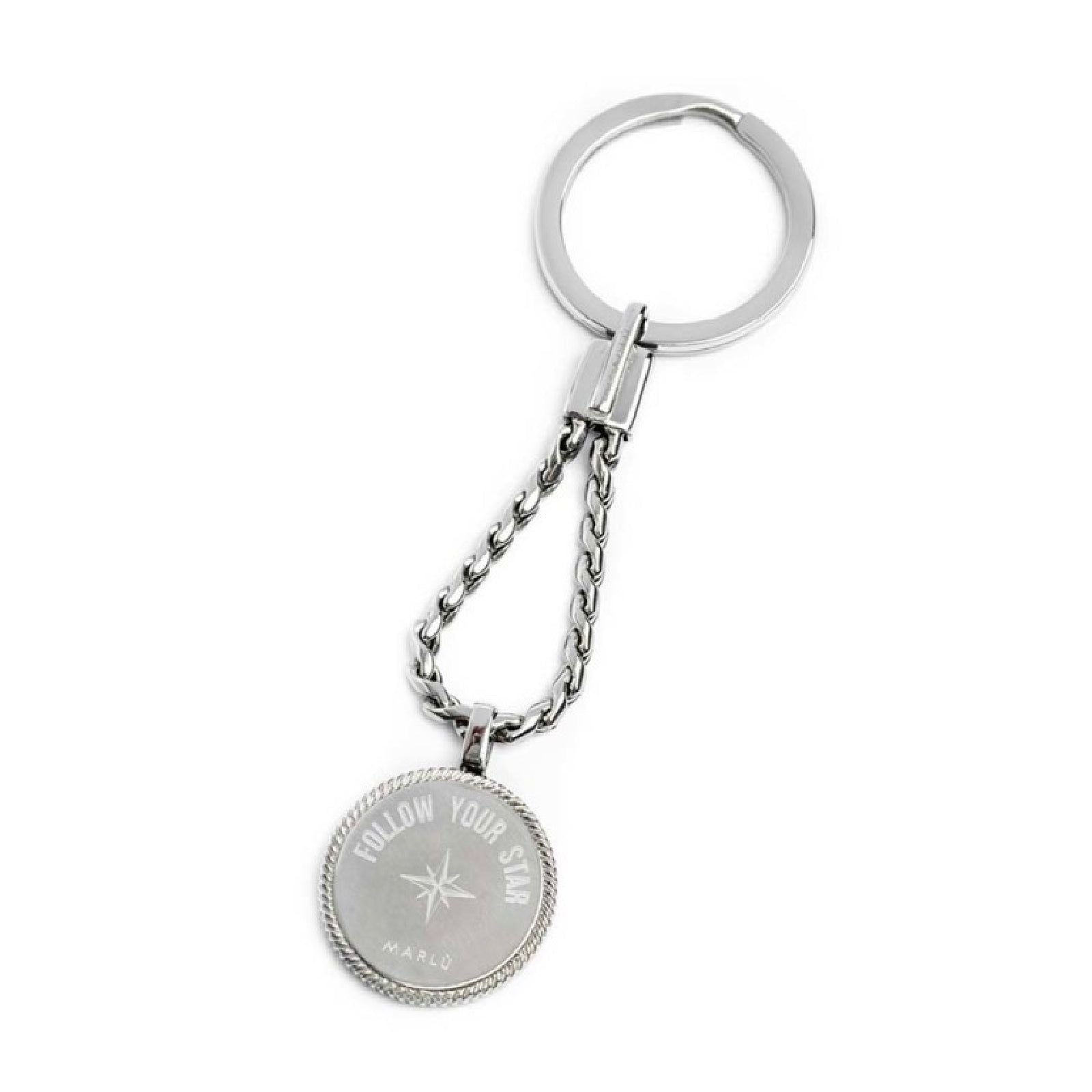 Portachiavi acciaio Marlù Icons uomo con anello, rosa dei venti, cristallo e incisione 30PC0001-N-2