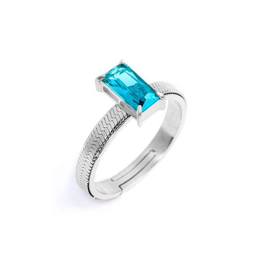 Anello solitario donna Marlù Sparkles acciaio con zircone azzurro 31AN0003AM-1