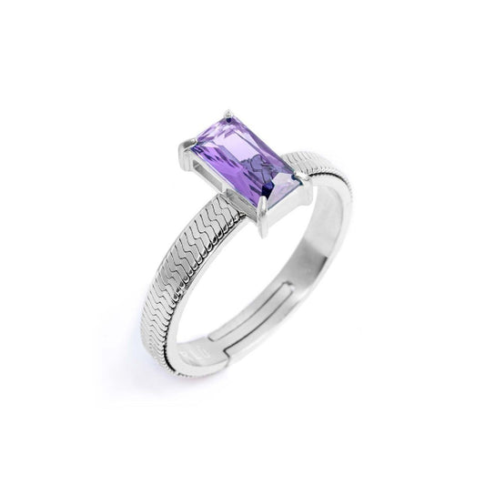 Anello solitario donna Marlù Sparkles acciaio con zircone viola 31AN0003P-1