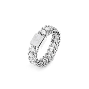Anello triplo filo unisex Marlù Sparkles in acciaio con scritta e zirconi bianchi 31AN0005W-1