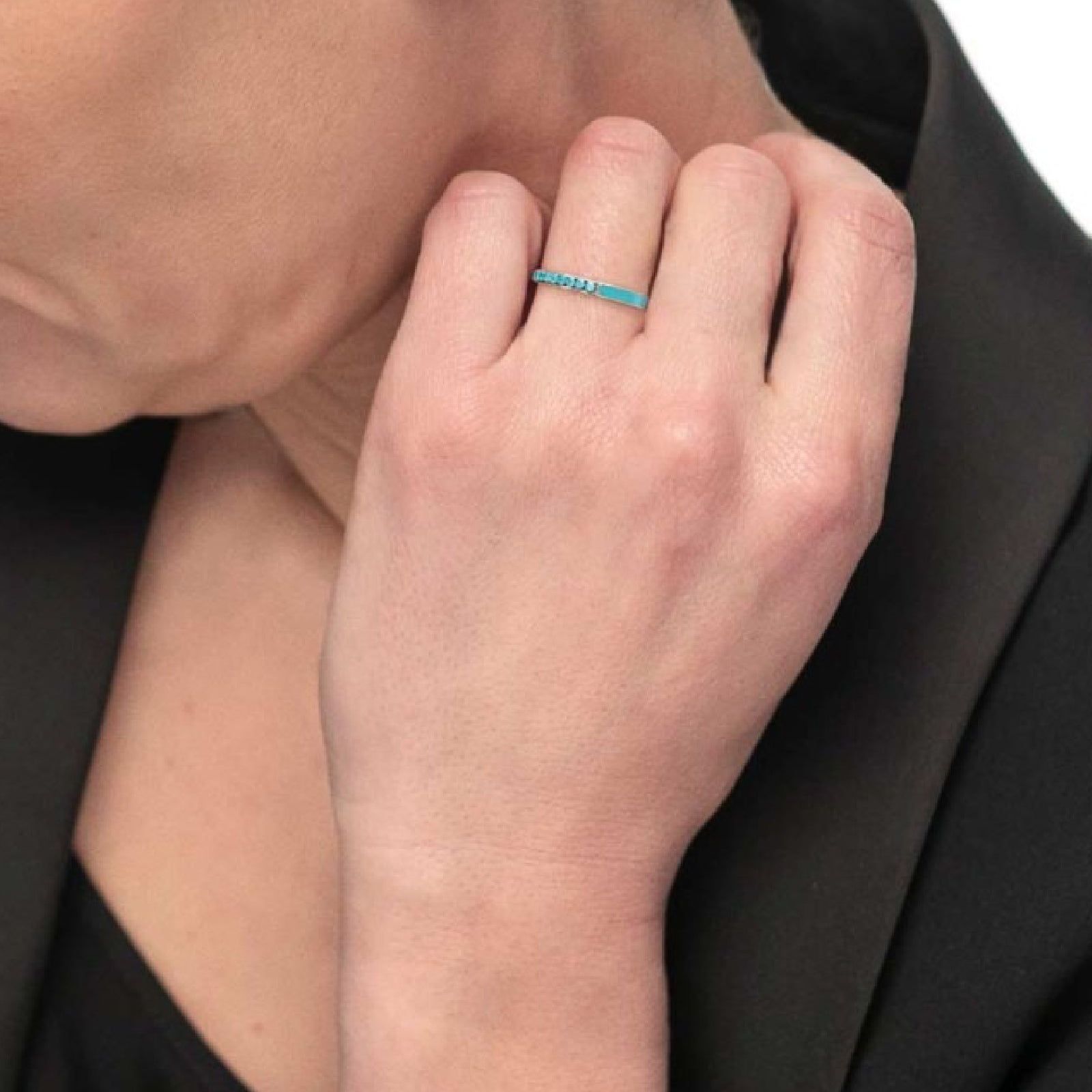Anello veretta Marlù Sparkles donna acciaio con zirconi e smalto azzurro 31AN0007AM-3