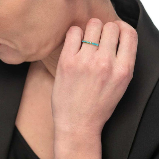 Anello veretta Marlù Sparkles donna acciaio dorato con zirconi e smalto azzurro 31AN0007GAM-3