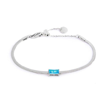 Bracciale maglia snake donna Marlù Sparkles in acciaio con zircone azzurro 31BR0010-AM-1