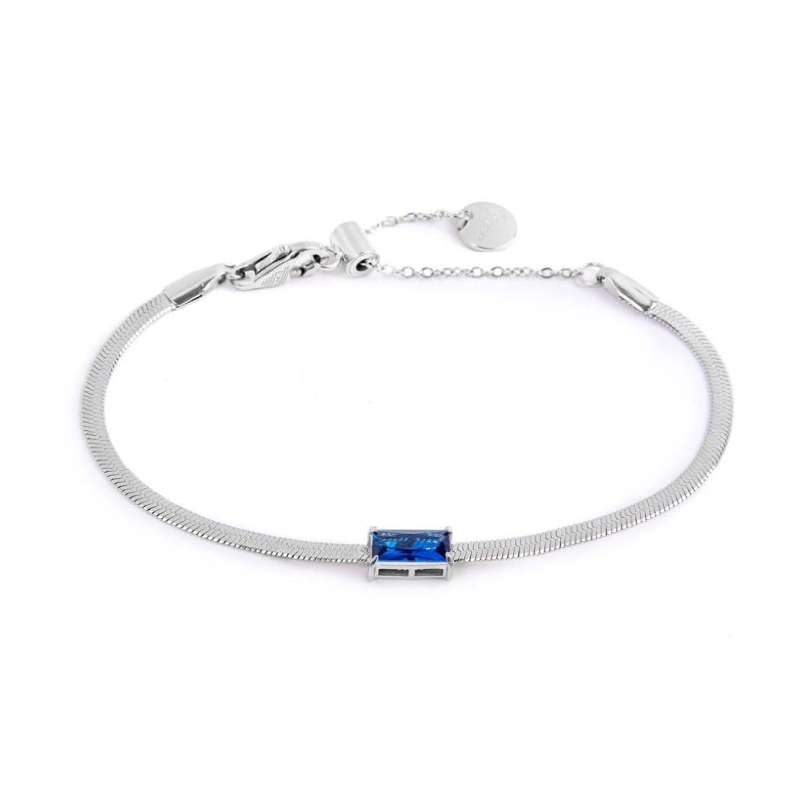 Bracciale maglia snake donna Marlù Sparkles in acciaio con zircone blu 31BR0010-B-1