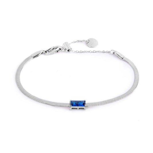 Bracciale maglia snake donna Marlù Sparkles in acciaio con zircone blu 31BR0010-B-1