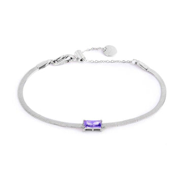 Bracciale maglia snake donna Marlù Sparkles in acciaio con zircone viola 31BR0010-P-1