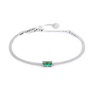 Bracciale maglia snake donna Marlù Sparkles in acciaio con zircone verde 31BR0010-S-1