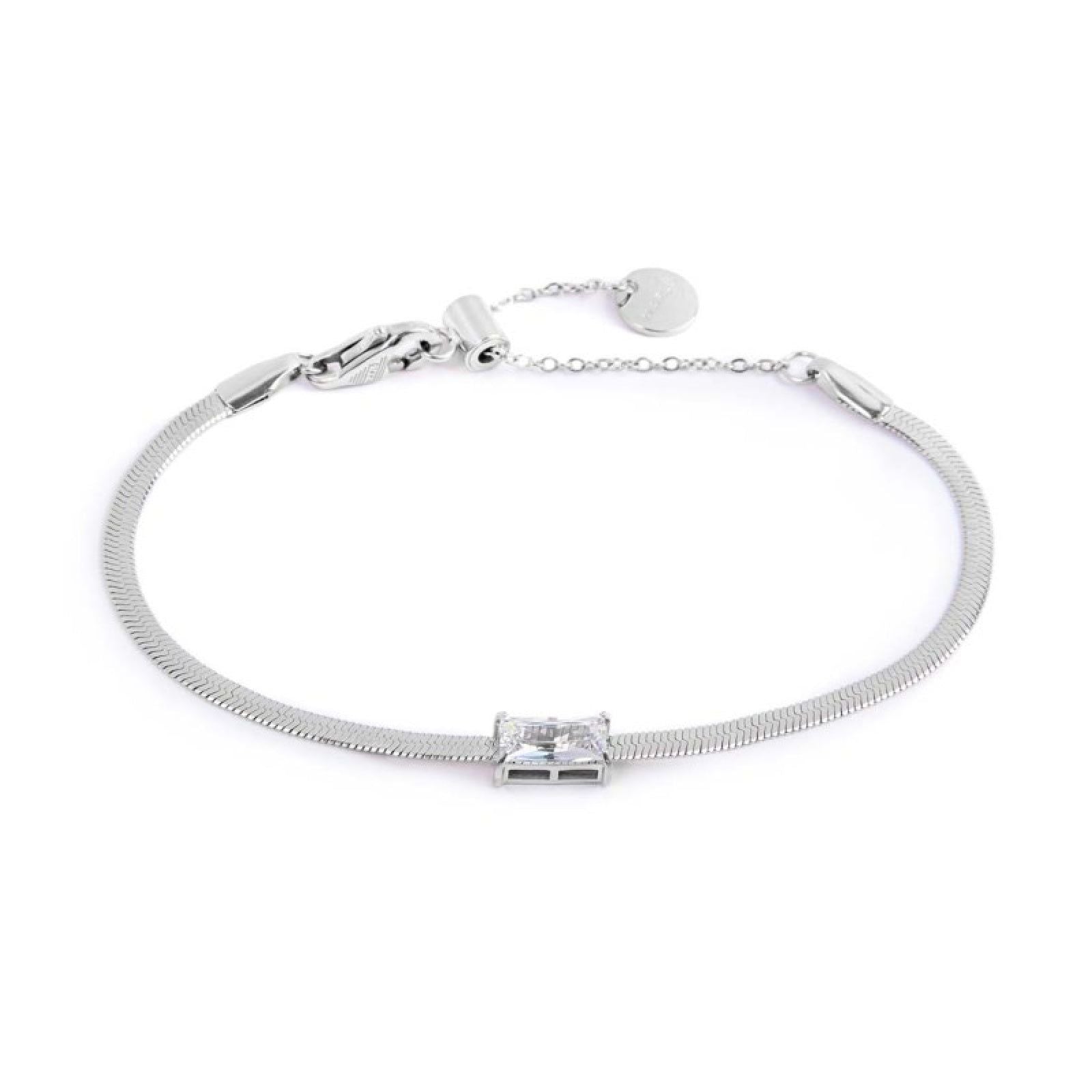 Bracciale maglia snake donna Marlù Sparkles in acciaio con zircone bianco 31BR0010-W-1