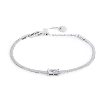 Bracciale maglia snake donna Marlù Sparkles in acciaio con zircone bianco 31BR0010-W-1
