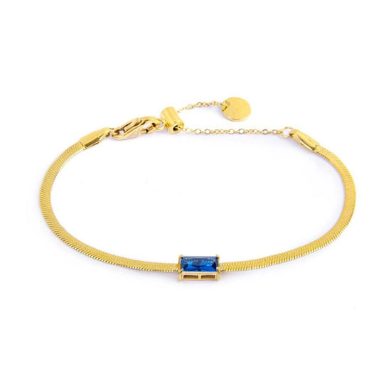 Bracciale maglia snake donna Marlù Sparkles in acciaio dorato con zircone blu 31BR0010G-B-1