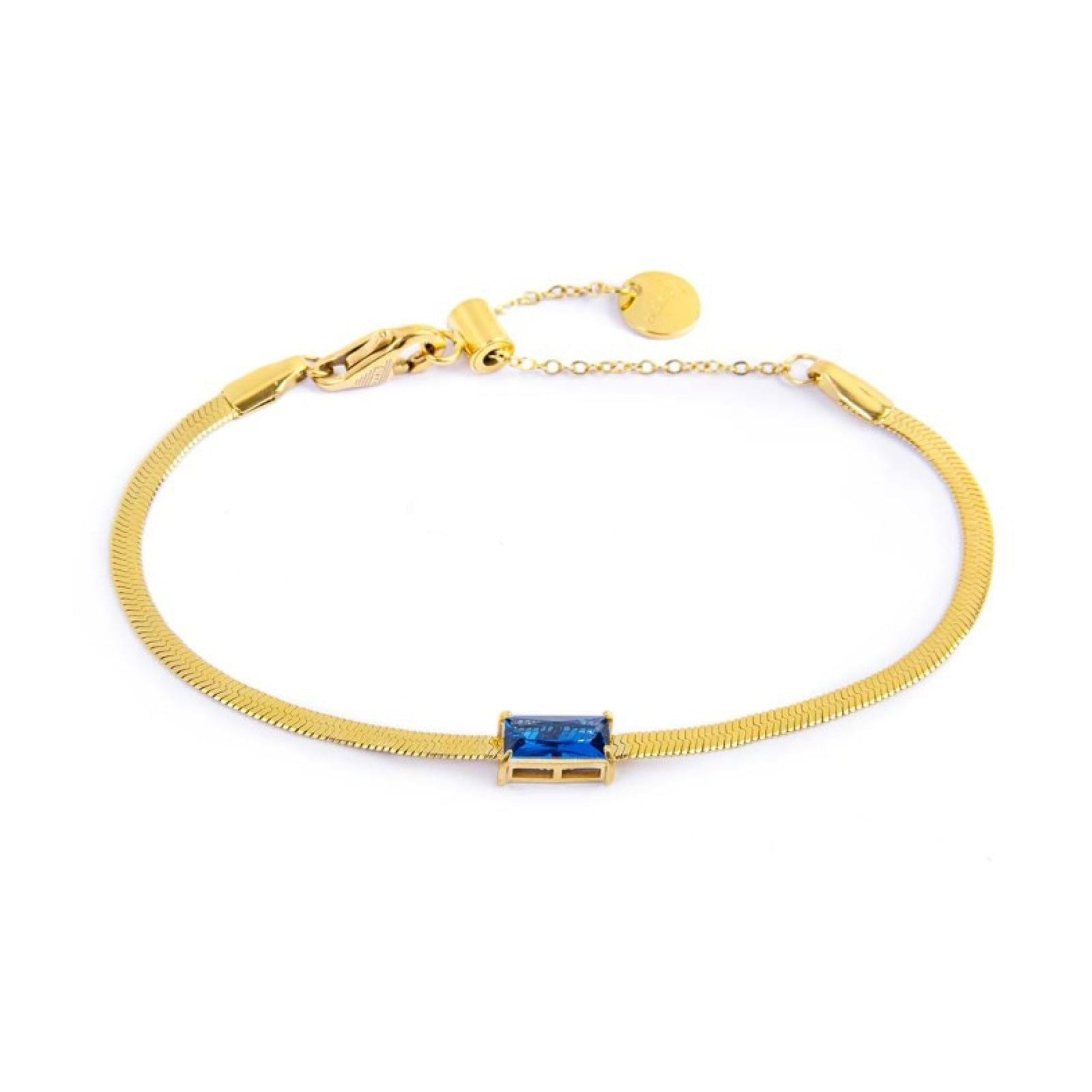 Bracciale maglia snake donna Marlù Sparkles in acciaio dorato con zircone blu 31BR0010G-B-1